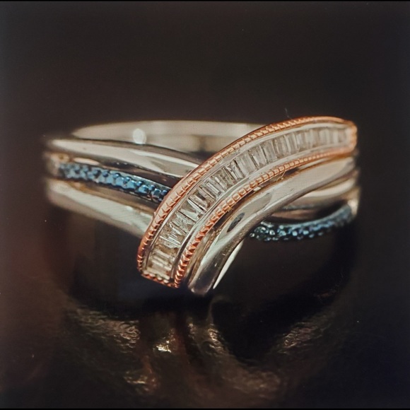 Diamond Ring Sterling & 10K Rose Gold Size 7 - Picture 3 of 14